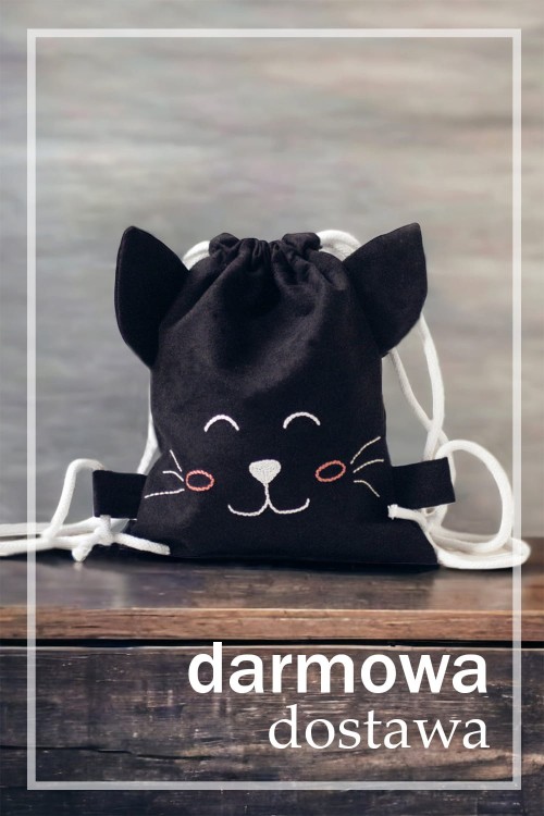 Mały workoplecak czarny kotek