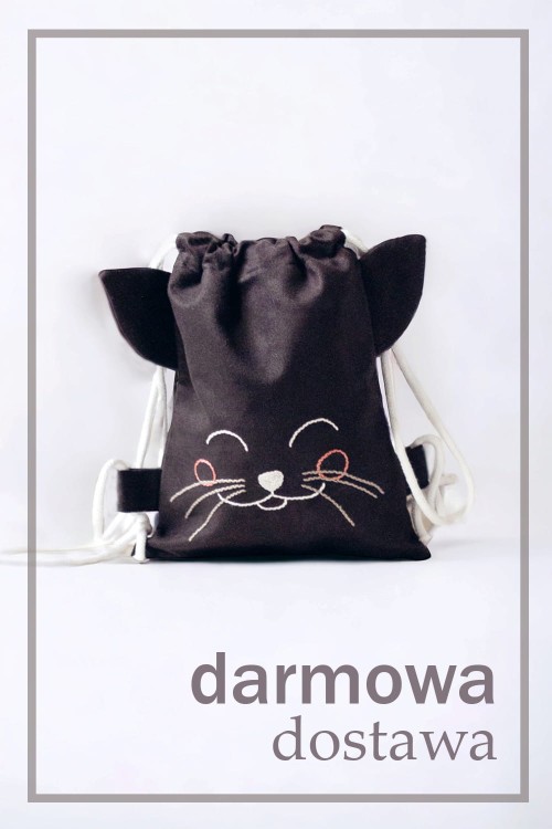 Czarny kocur dziecięcy workoplecak mini