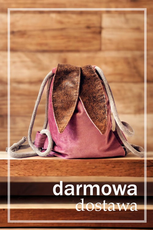 Różowy workoplecak królik z weluru