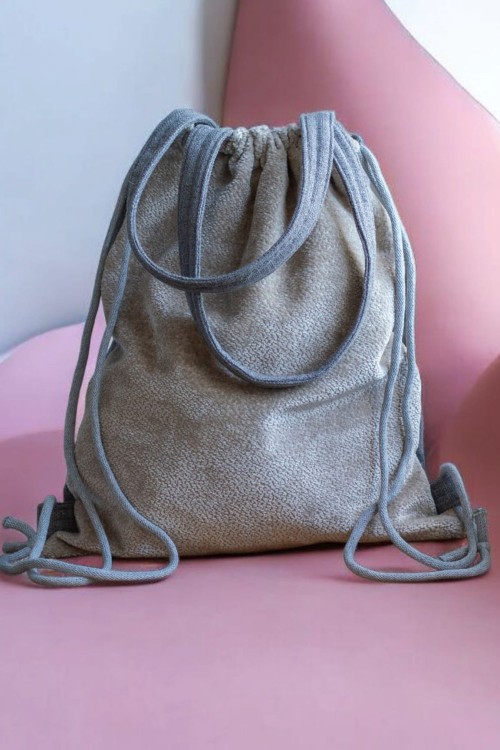 Kremowo-szary plecak torba 2w1