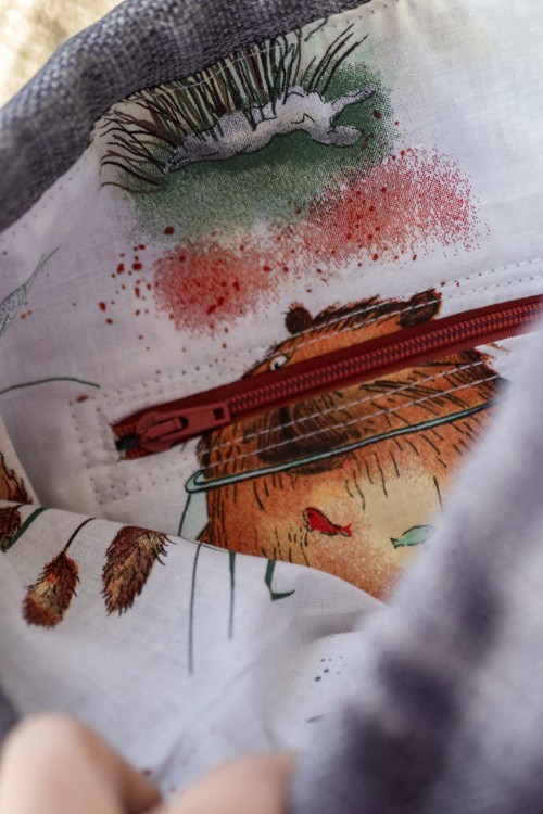 Szaro-różowy workoplecak z przednią kieszenią