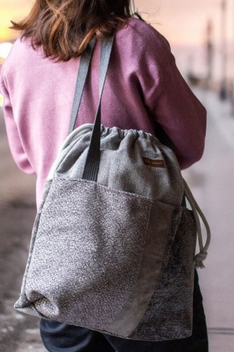 Duża szara patchworkowa torba z kominem