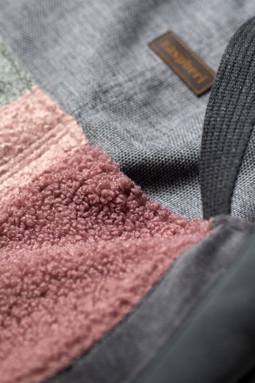 Duża szaro-różowa torba z kominem patchwork