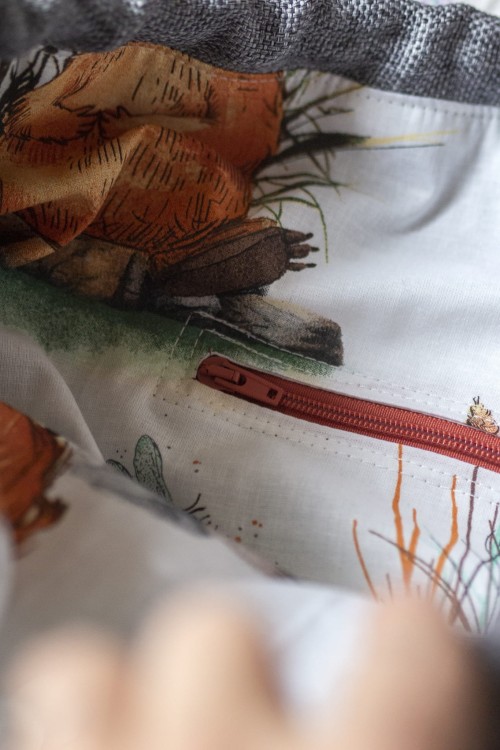 Duża szaro-różowa torba z kominem patchwork