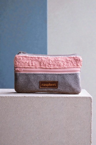Różowo-szary portfelik