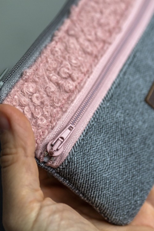 Różowo-szary portfelik