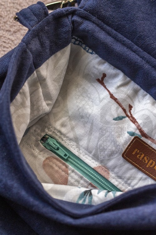 Miodowo-granatowa listonoszka z klapą