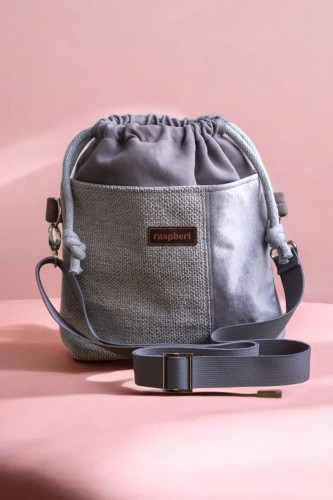 Szara listonoszka z kominem patchwork plecionka