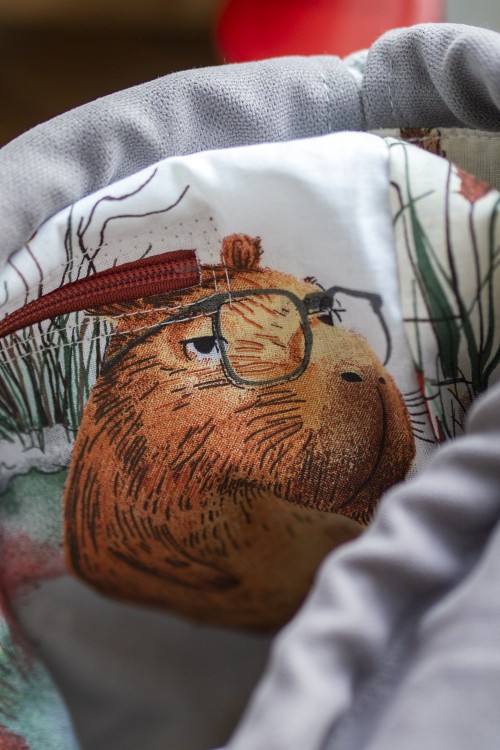 Szara listonoszka z kominem patchwork plecionka