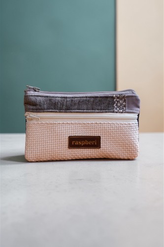 Szaro-czarny portfelik damski