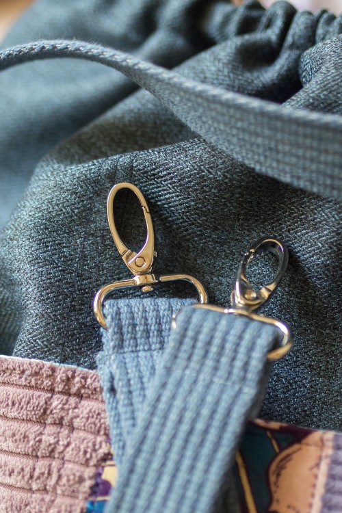 Torebka na ramię z kominem granat patchwork