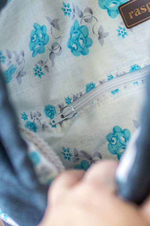 Torebka na ramię z kominem granat patchwork