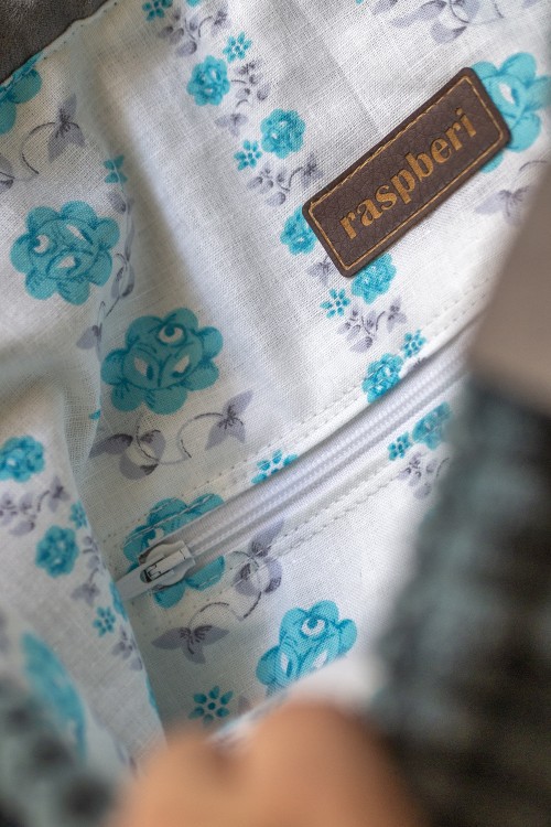 Niebieska torba plecak 2w1 z grubego sztruksu