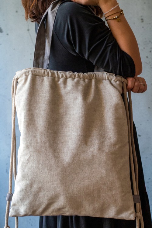 Kremowo-szara torba plecak 2w1