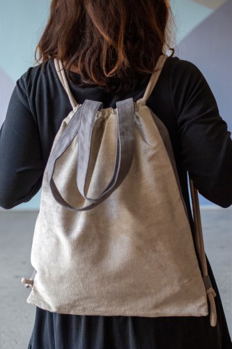 Kremowo-szara torba plecak 2w1