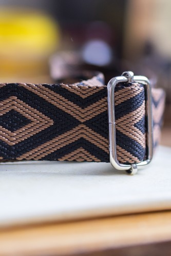 Czarno-brązowy pasek do torebki