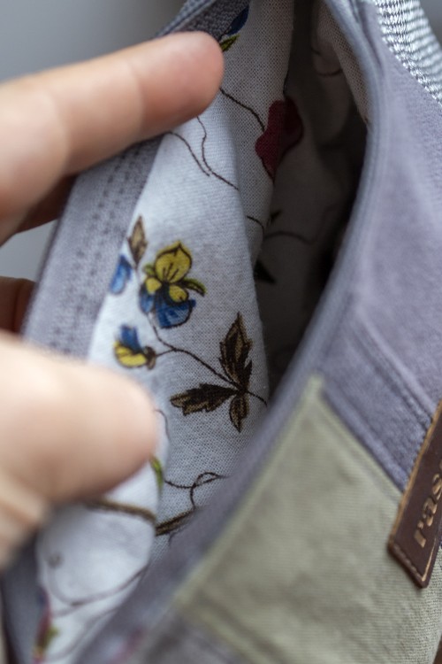 Szara patchworkowa kosmetyczka MIDI