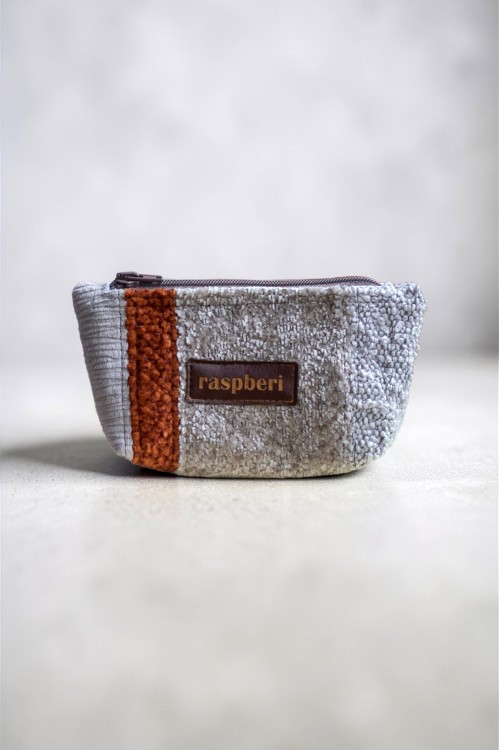 Mini szara kosmetyczka patchwork