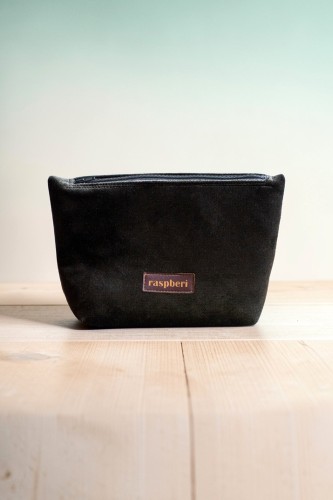 Ciemnooliwkowa kosmetyczka MAXI z weluru