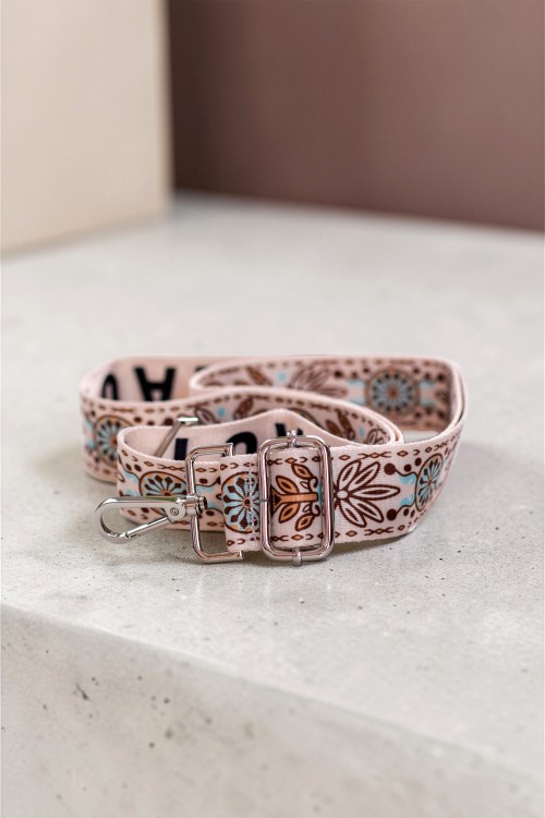 Jasny pasek do torebki w kwiaty