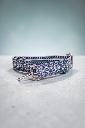 Niebieski wzorzysty pasek do torebki