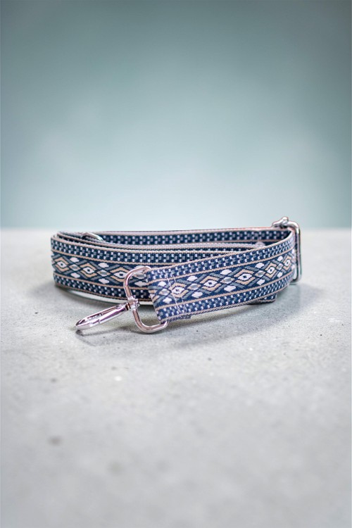 Niebieski wzorzysty pasek do torebki