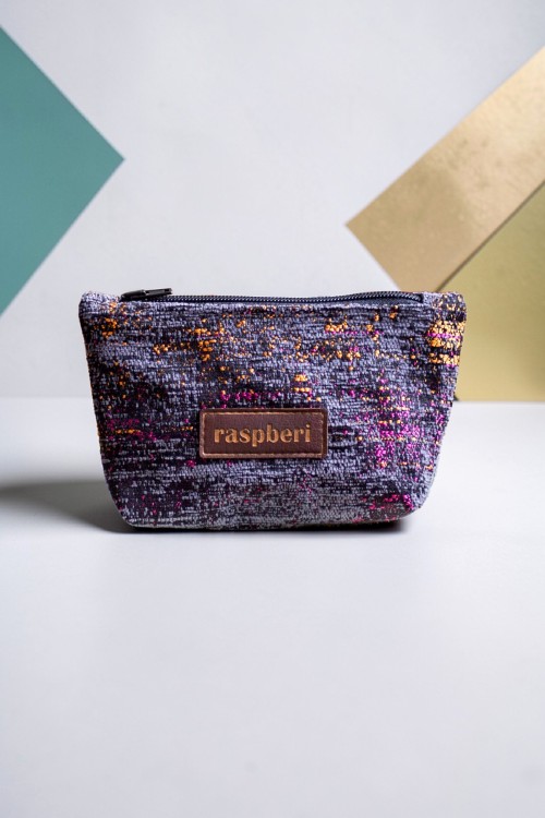 Kosmetyczka MINI grafitowa z kolorową nitką