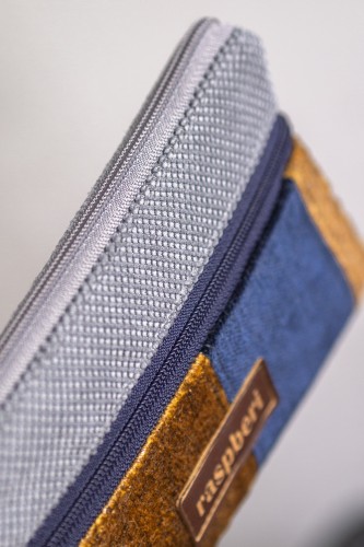 Szaro-miodowo-granatowy portfel