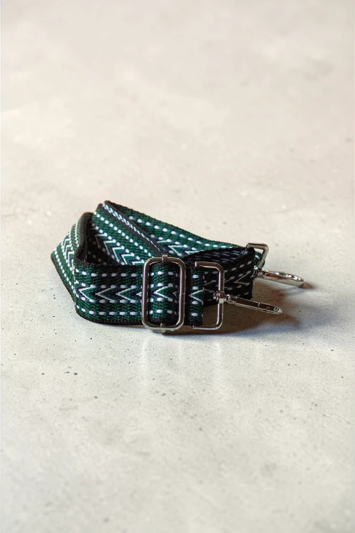 Zielony pasek do torebki we wzory