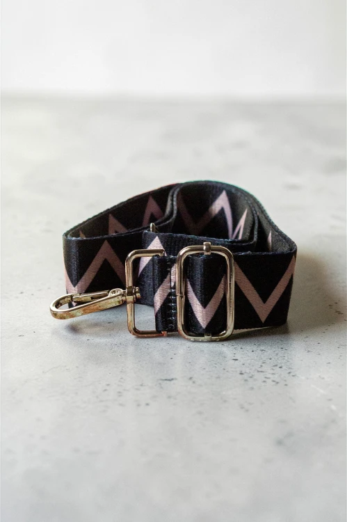 Czarno-beżowy pasek do torebki
