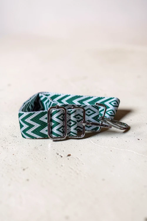Biało-zielony pasek do torebki