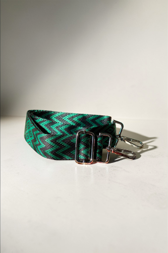 Zielono-czarny pasek do torebki