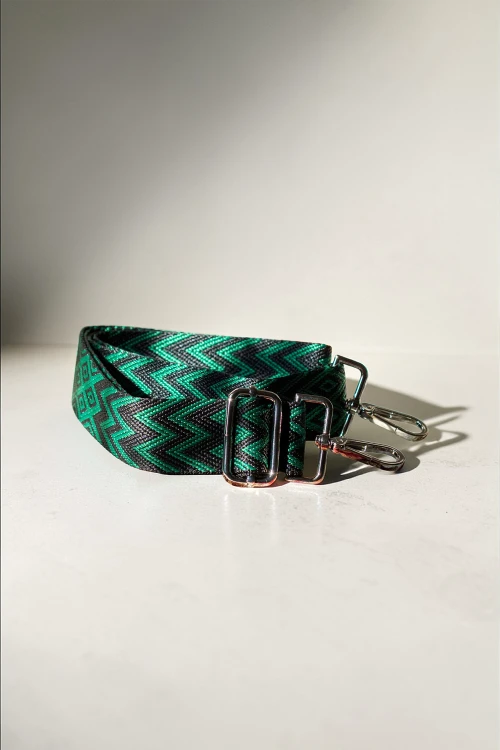 Zielono-czarny pasek do torebki
