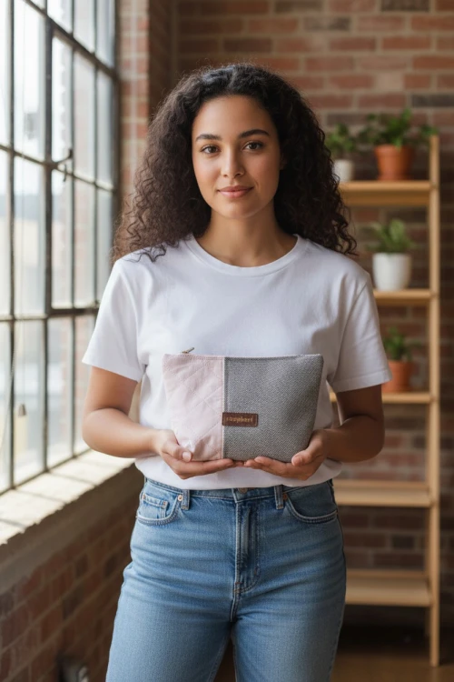 Różowo-szara kosmetyczka MAXI