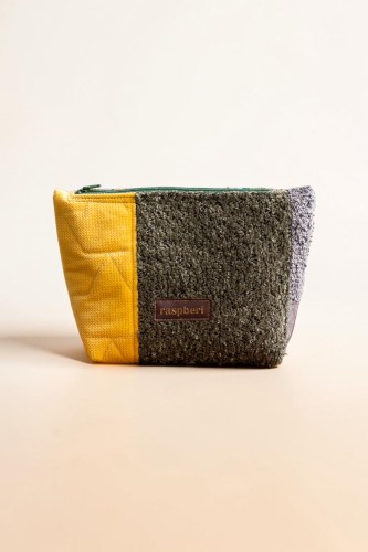 Żółto-zielono-szara kosmetyczka MAXI