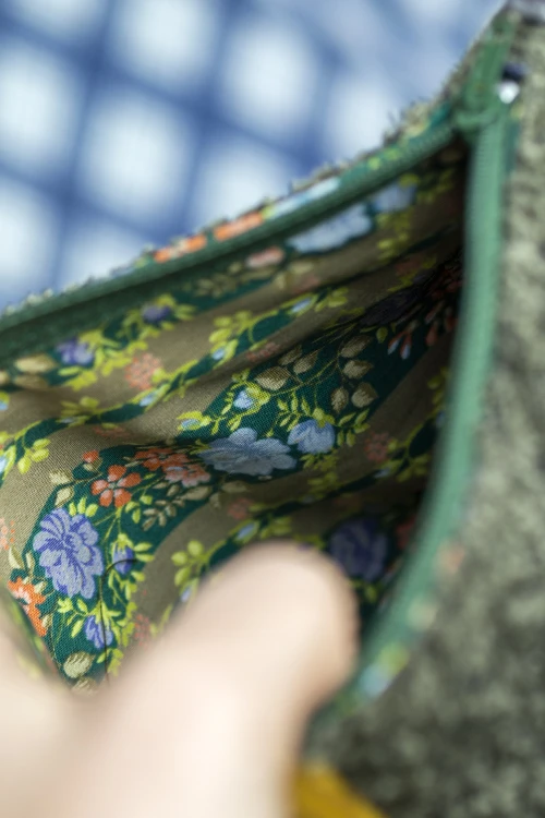 Żółto-zielono-szara kosmetyczka MAXI