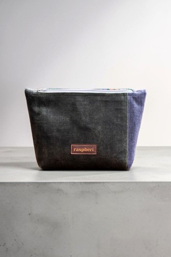 Zielono-szara kosmetyczka MAXI z weluru