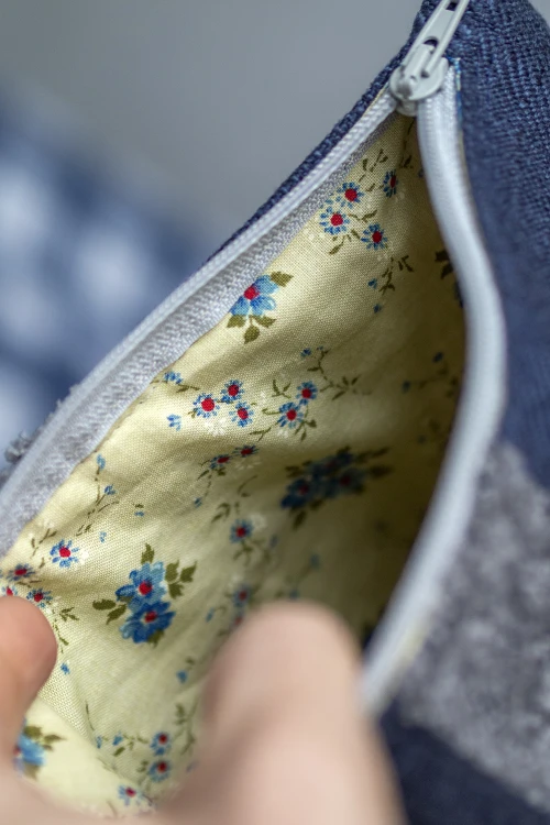 Granatowa kosmetyczka MAXI patchwork