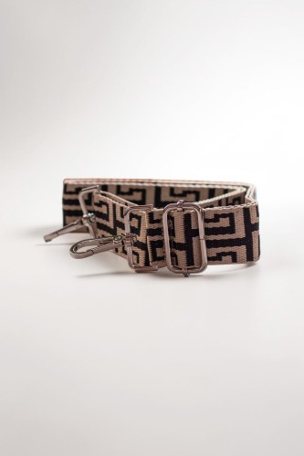 Pasek do torebki beżowo-czarny