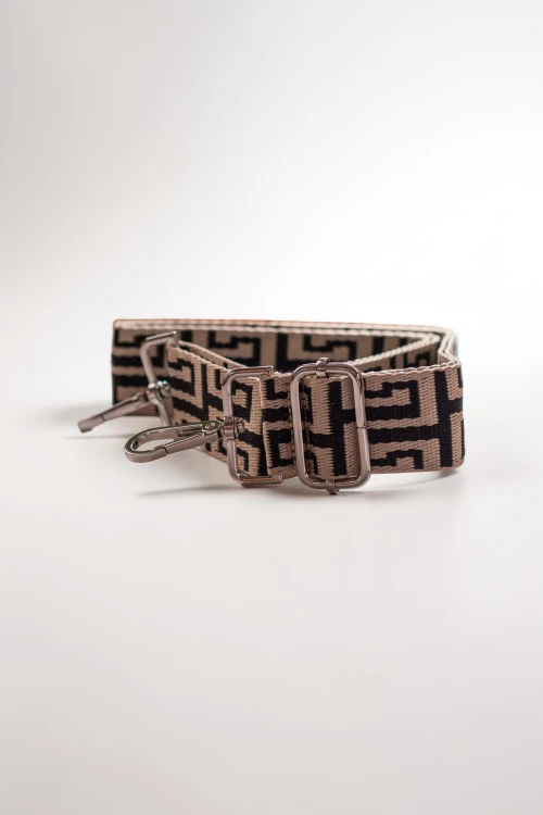 Pasek do torebki beżowo-czarny