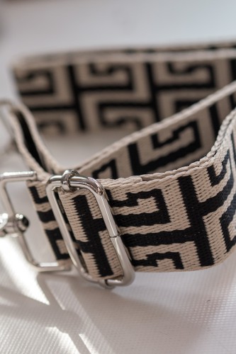 Pasek do torebki beżowo-czarny