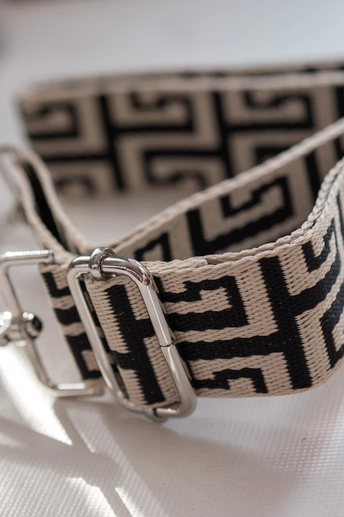 Pasek do torebki beżowo-czarny