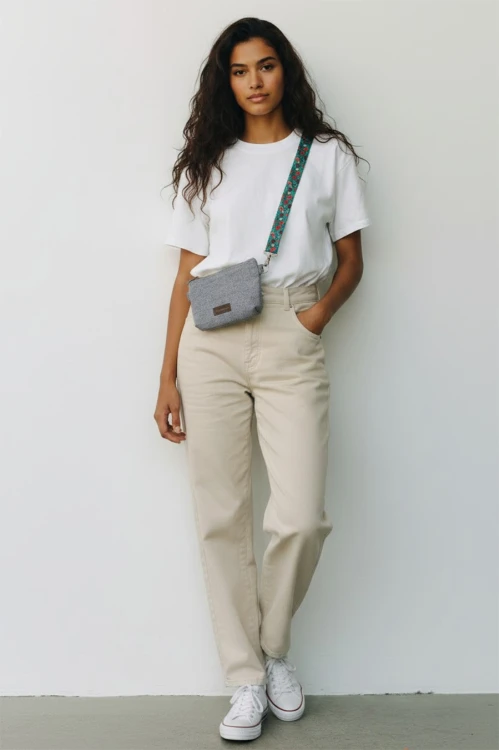 Szara kopertówka mini nerka saszetka