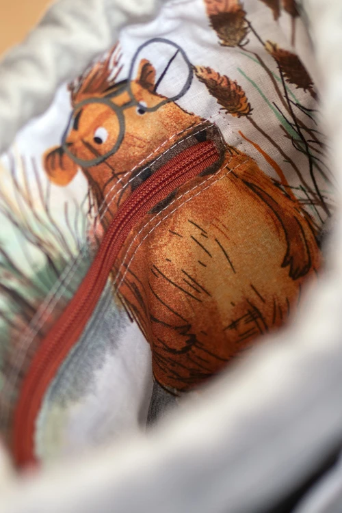 Szara patchworkowa listonoszka z kominem