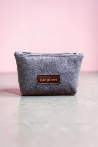 Szare etui na klucze z weluru