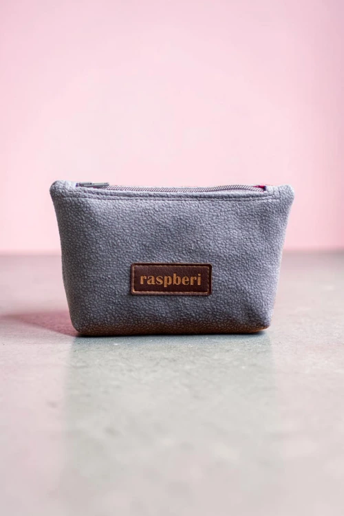 Szare etui na klucze z weluru