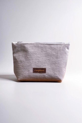 Jasnoszara welurowa kosmetyczka MAXI