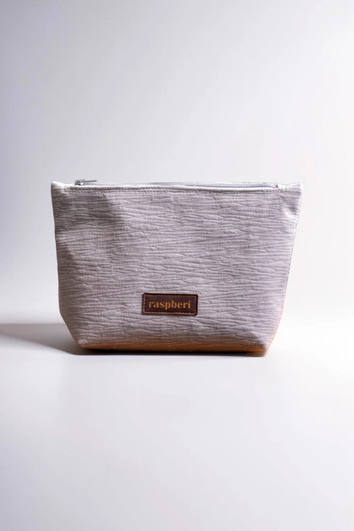 Jasnoszara welurowa kosmetyczka MAXI