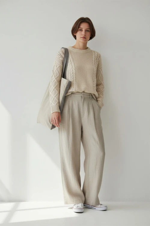 Kremowo-szara shopperka