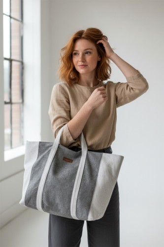 Szara duża shopperka damska